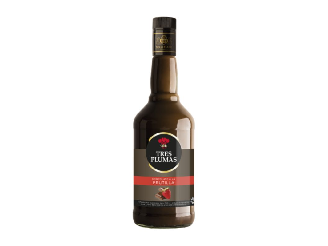 LICOR TRES PLUMAS CHOCOLATE A LA FRUTILLA