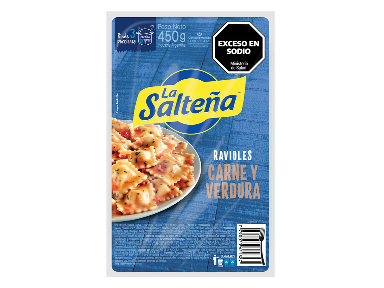 RAVIOLES LA SALTEÑA CARNE Y ESPINACA