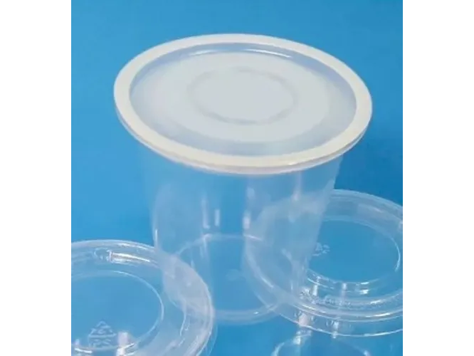 Vaso Plast 110cc Traslucido Cristal con tapa Plastivas