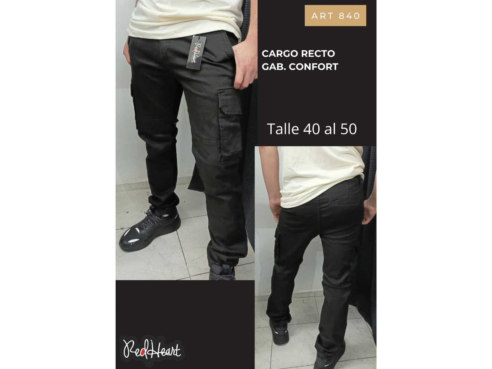 Cargo negro confort elastizado