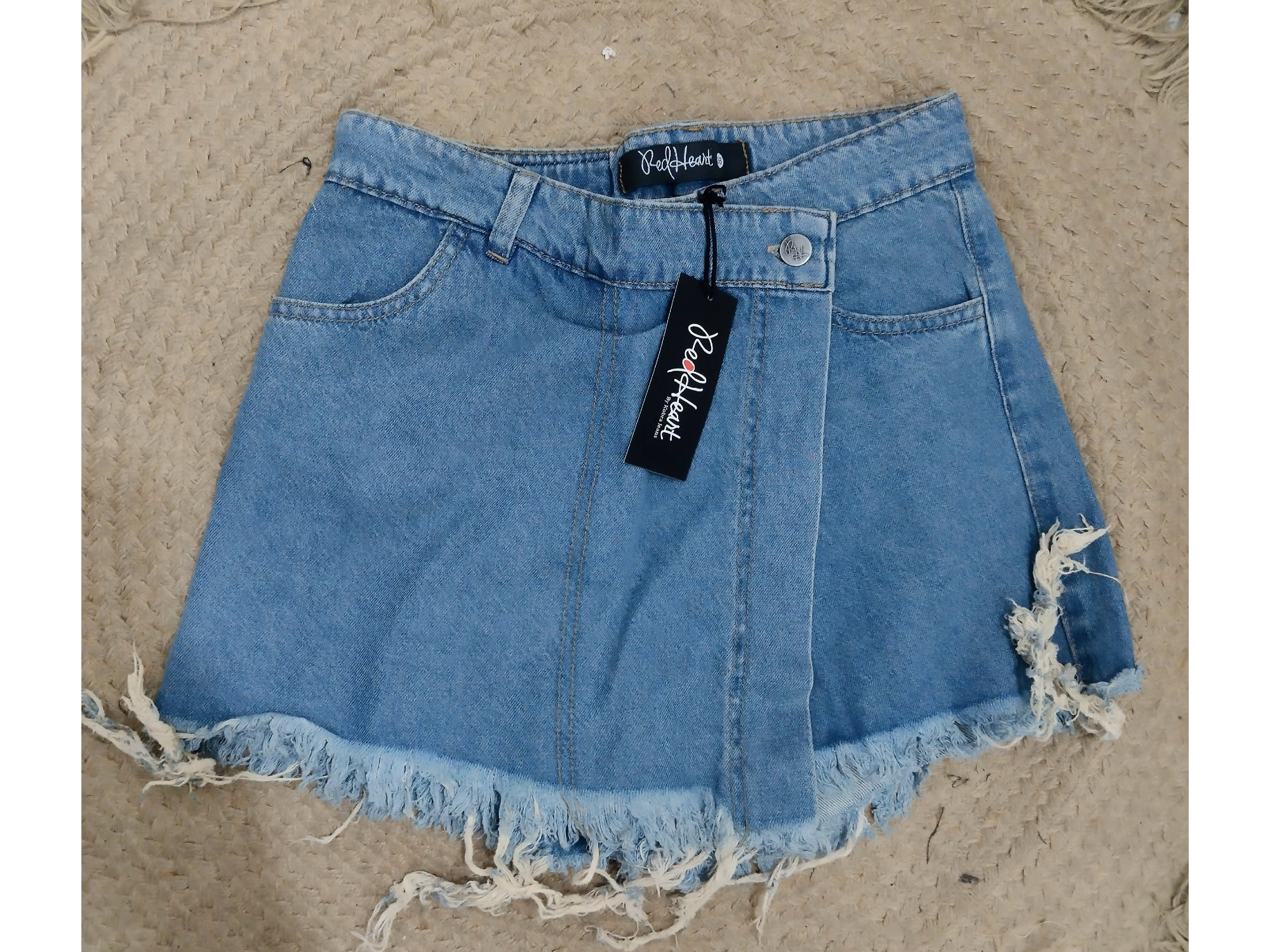 Short pollera flecos retro