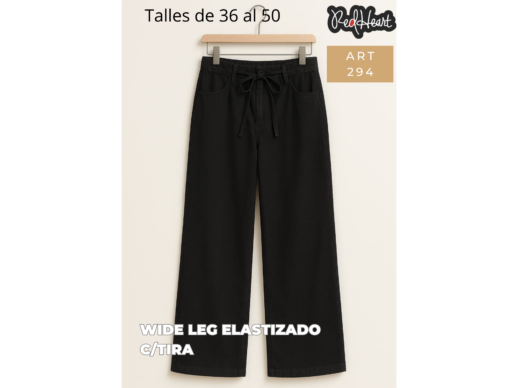 Wide leg negro elastizado