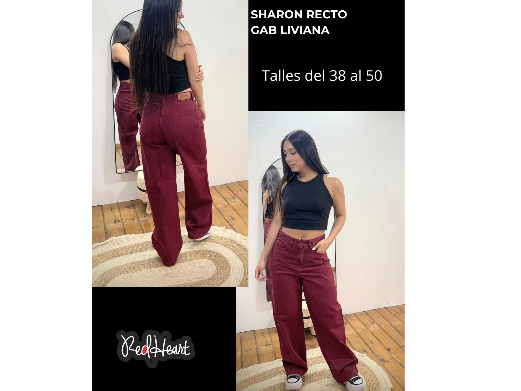 Wide leg recto bordó