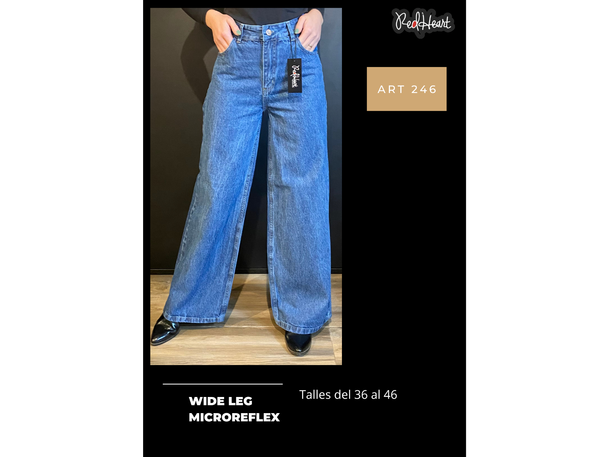 Wide leg microreflex azul tiro alto