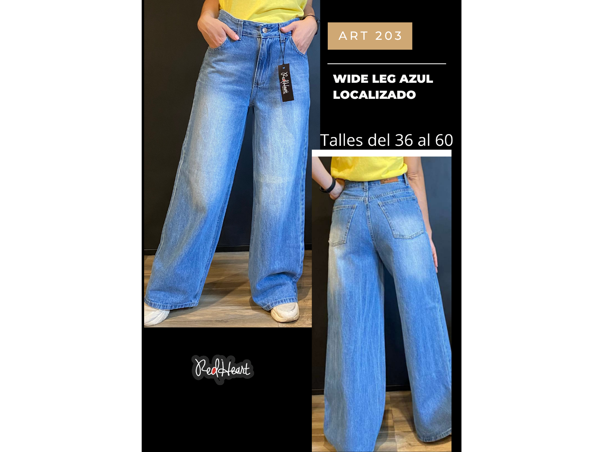 203 Wide leg Azul localizado Tiro alto 36-60