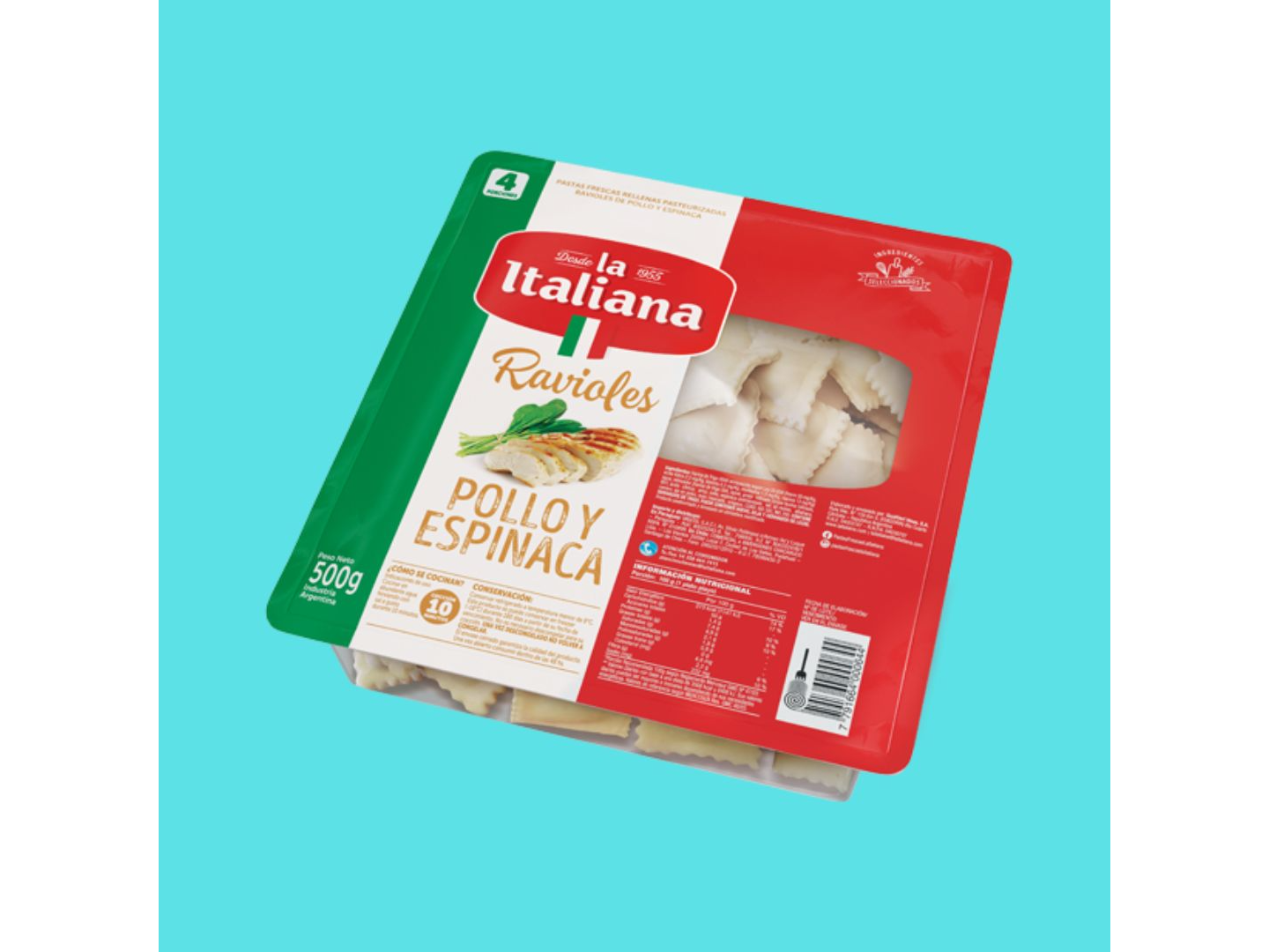 Ravioles de Pollo y Espinaca