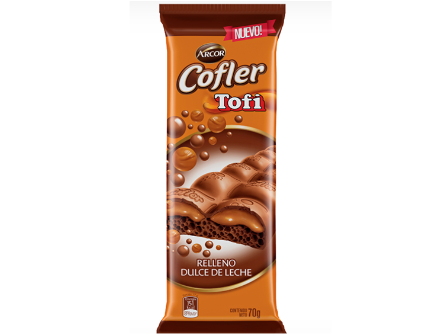 Cofler toffi aireado relleno dulce de leche