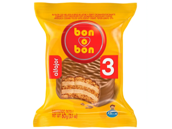 Alfajor Triple Chocolate Bon O Bon 60 Gr