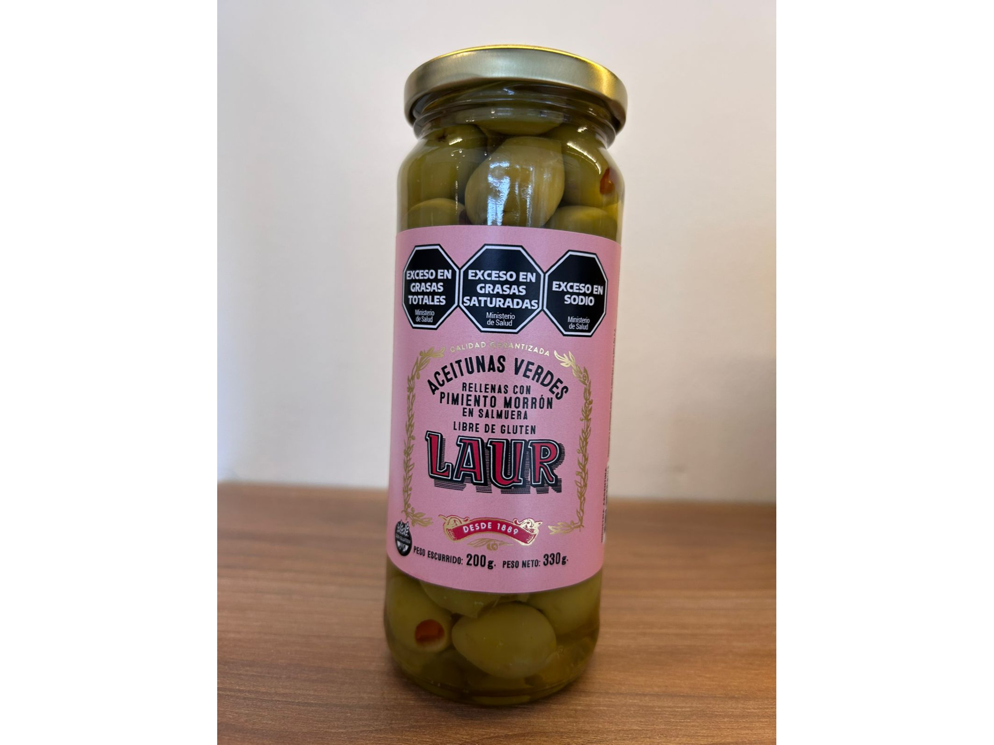 Aceitunas Verdes Rellenas con morrón Laur x 330g
