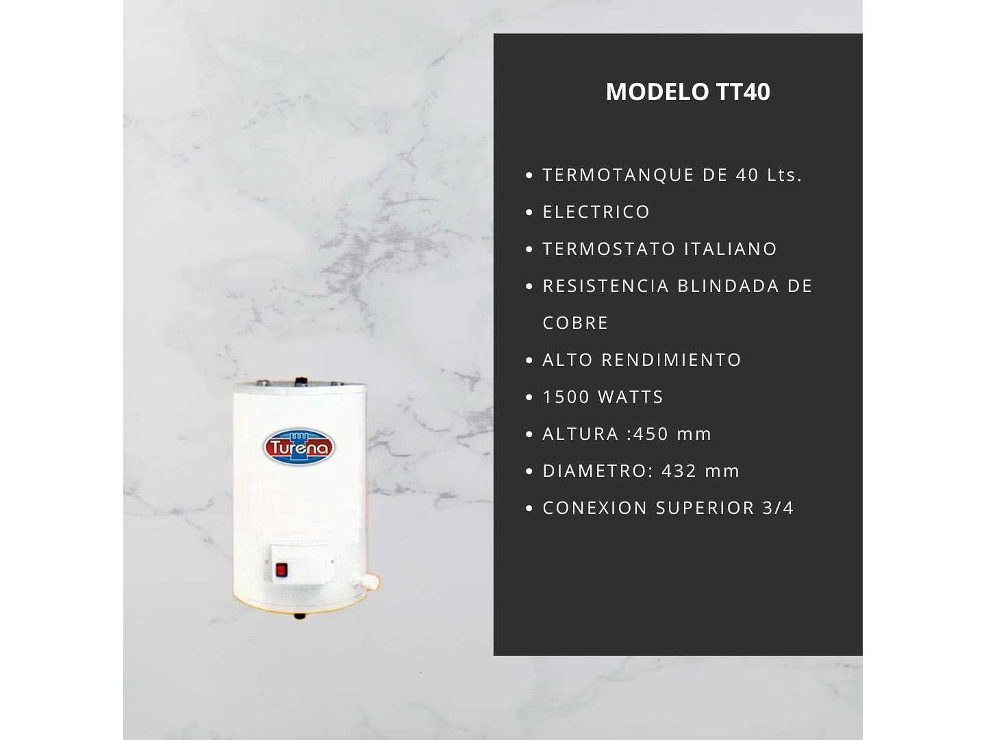 Termotanque Electrico 40Lts