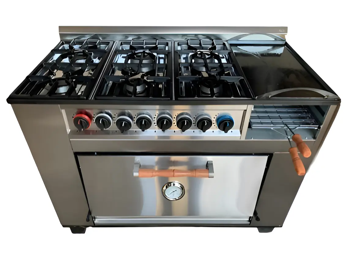 Cocina profesional 6H + Carlitero + Plancha + Horno MULTI TECNOCALOR AI-23CGPL