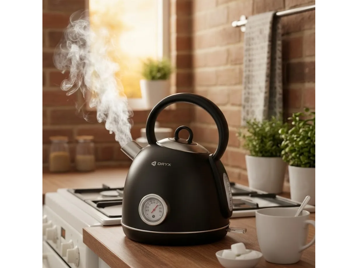 Pava Eléctrica Estilo Retro Redonda 2200W 1.7Lts
