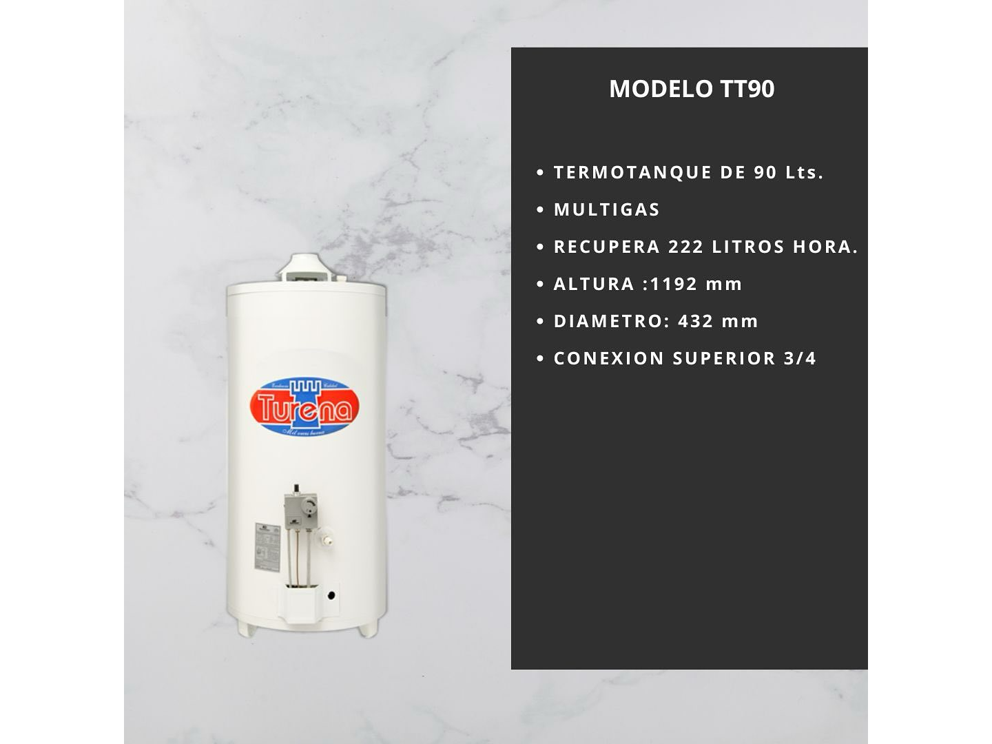 Termotanque Electrico 90lt TURENA