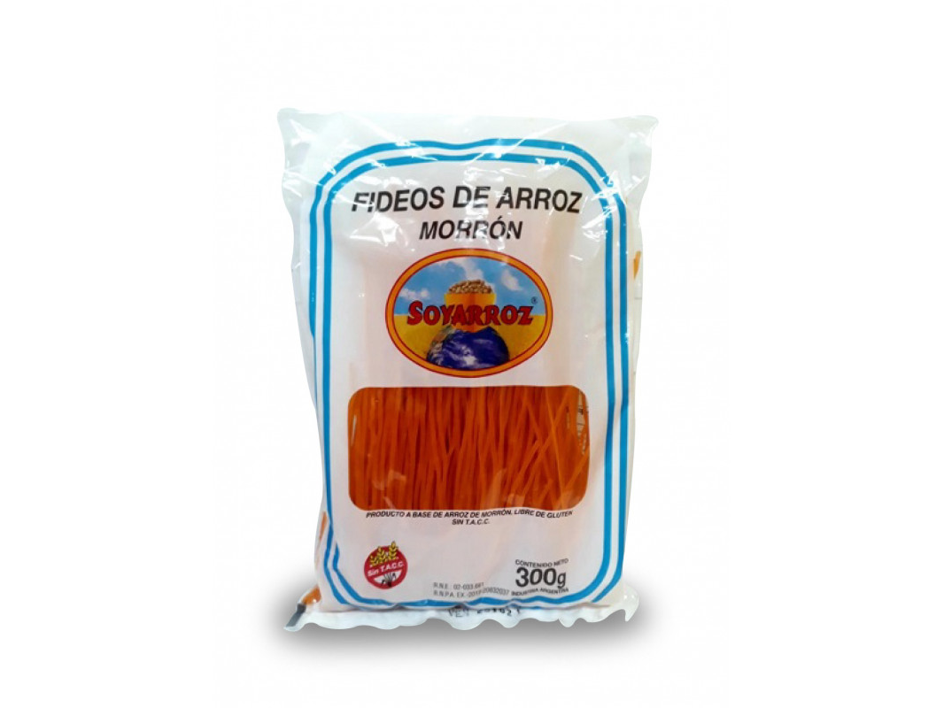 Fideos de arroz con morrón (Soy arroz)