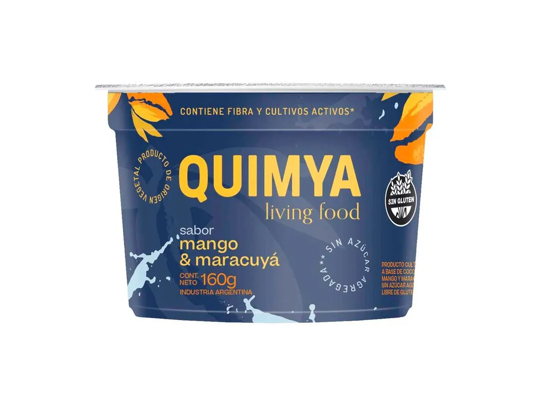 Quimya Yogur Mango Maracuya. Vegano. Sin gluten