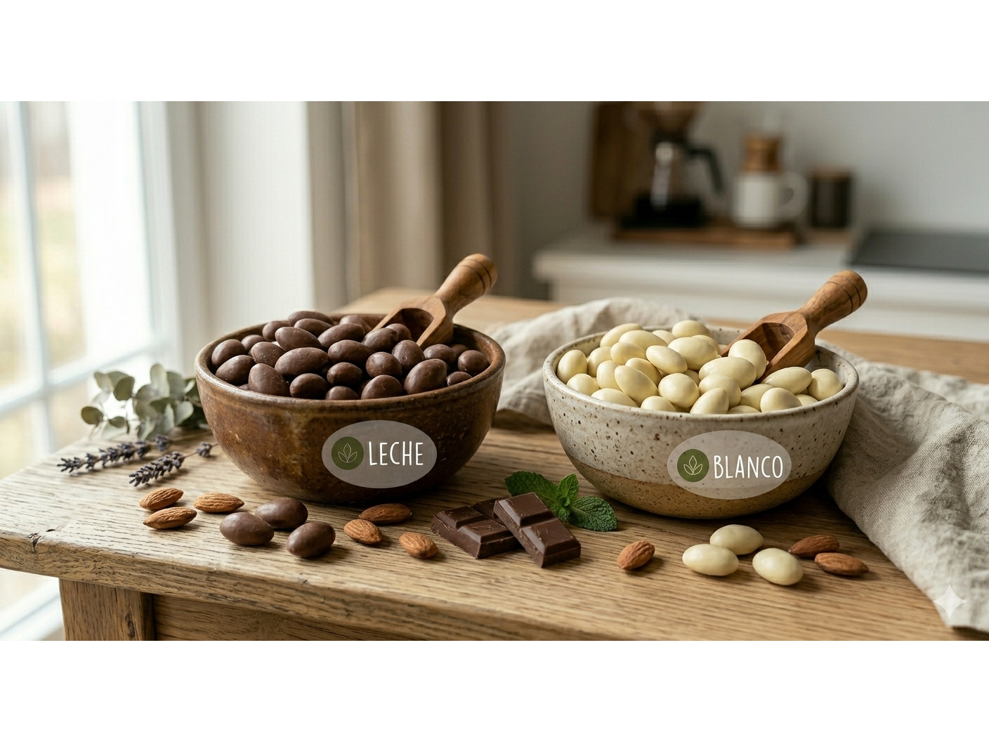 Almendras con chocolate (Bañadas con Chocolate con leche o con chocolate blanco)