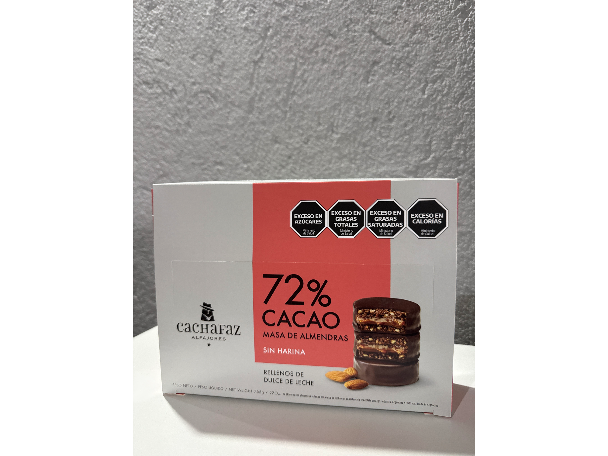 ALFAJOR DE ALMENDRAS CHOCOLATE AL 72% x 12 UNIDADES
