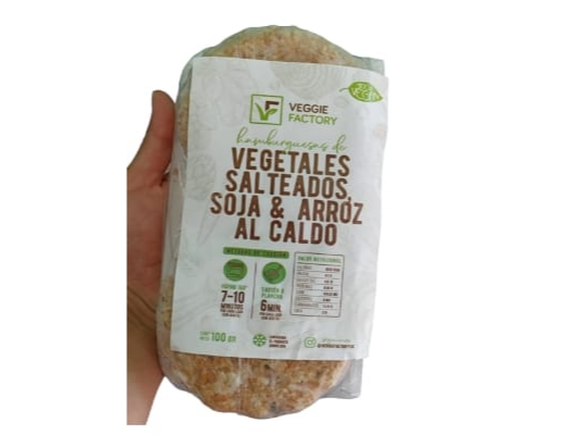 Hamburguesa x4u Vegetales salteados con soja y arroz