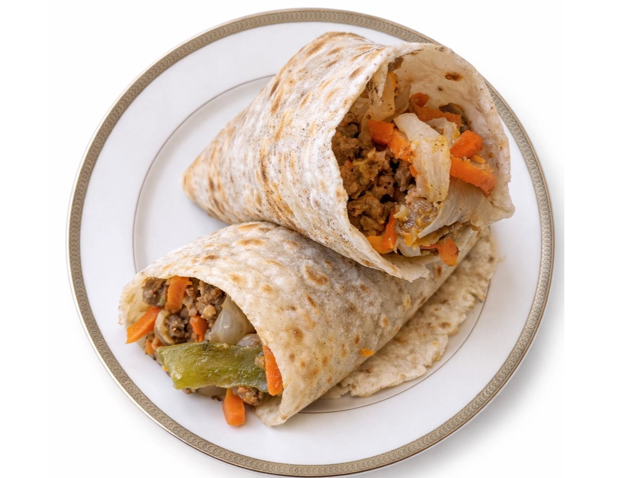 Wrap de ternera con verduras braseadas
