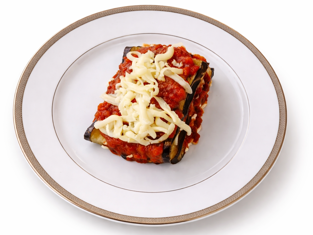 Lasagnas de Berengenas, tomate, queso y crema