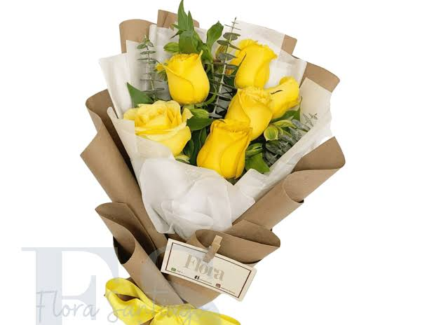 Bouquet de 6 rosas amarillas