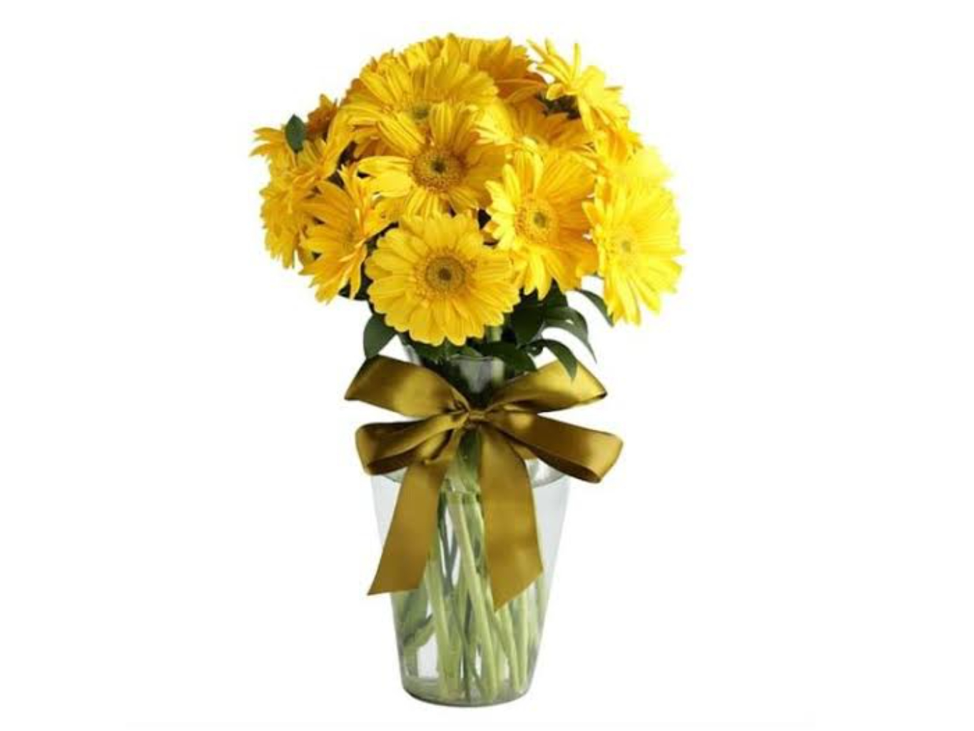 Florero de 10 gerberas amarillas