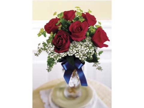 Florero de 6 Rosas con Nube