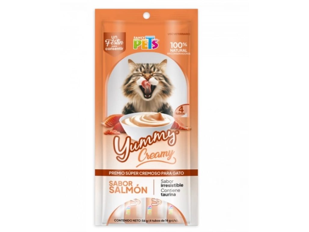 YUMMY CREAMY P/GATO SALMON BOLSA C/4 SOBRES DE 14 G. C/U