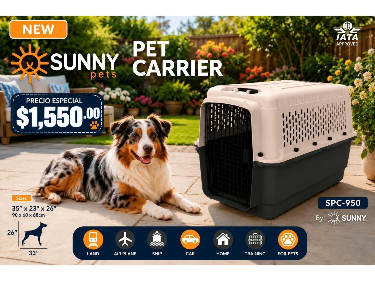 TRANSPORTADORA ECO PET CARRIER (90X60X68)