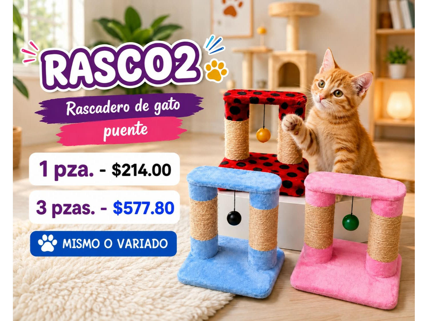 RASCADOR DE GATO PUENTE FLANEL E IZTLE