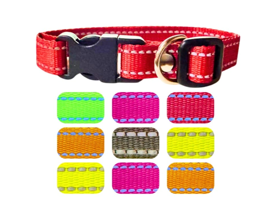 PAQUETE DE COLLARES 3/4 CINTA REFLEJANTE 9 PZAS.