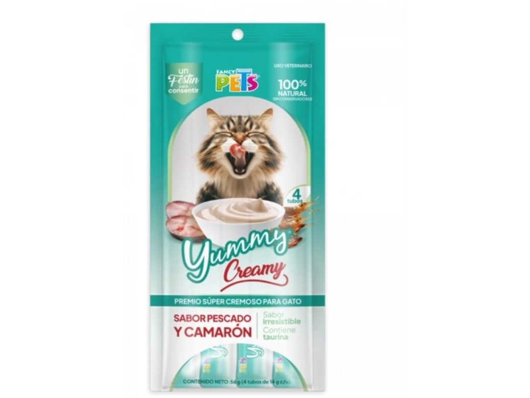 YUMMY CREAMY P/GATO PESCADO BOLSA C/4 SOBRES DE 14 G. C/U