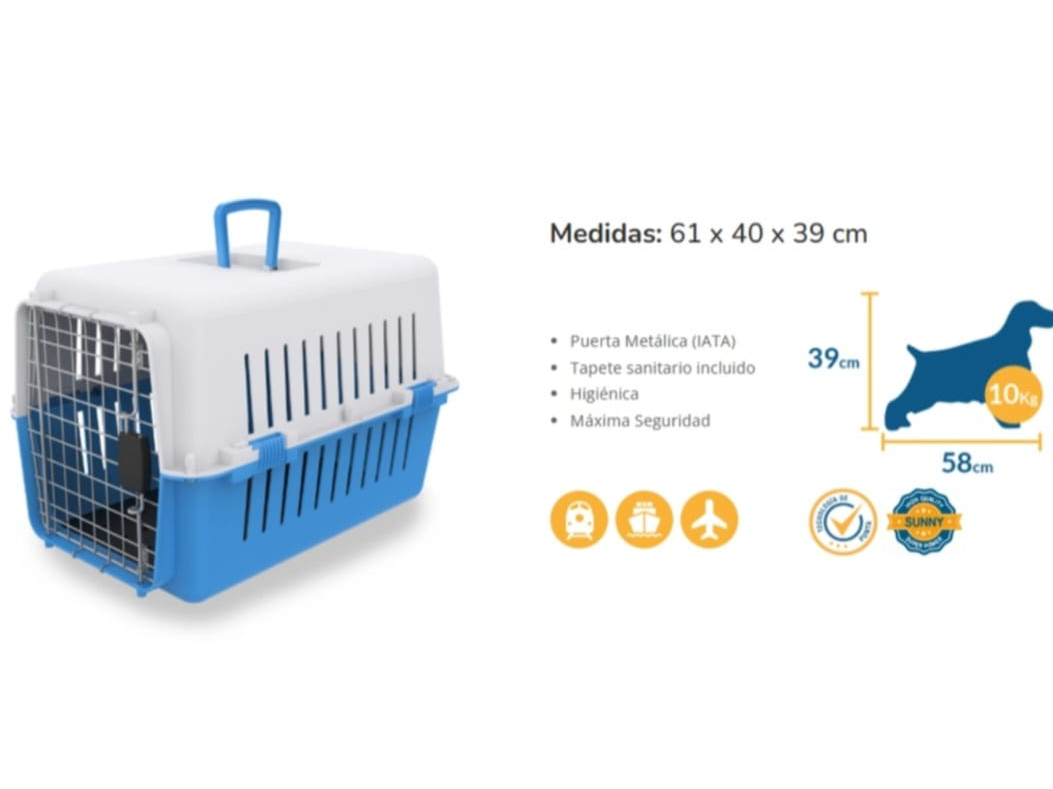 SUNNY TRANSPORTADORA PARA PERRO CH AZUL (61X40X39)