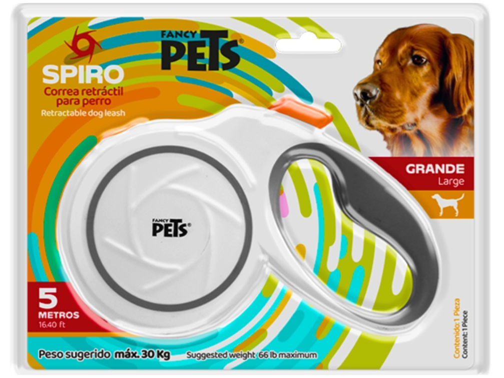CORREA RETRACTIL SPIRO GDE BLANCA 5 MTS