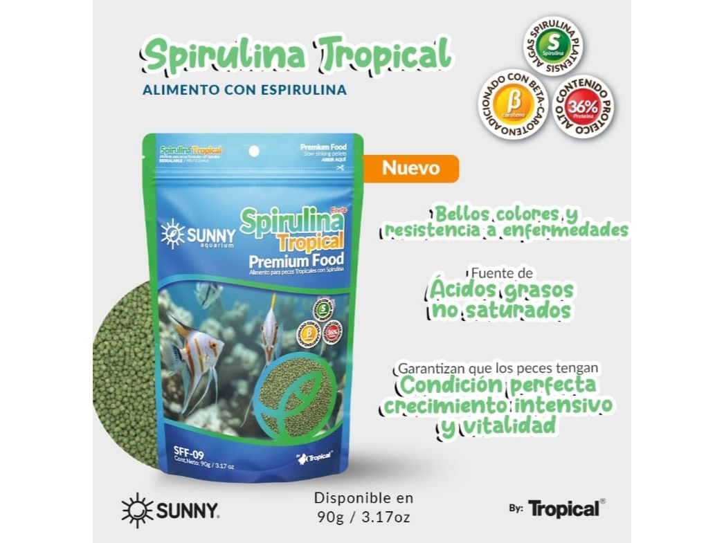 ALIMENTO SUNNY SPIRULINA TROPIC GRAN 90 G.