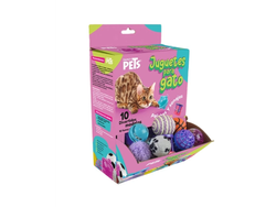 CAJA PELOTAS Y SONAJAS PARA GATO 48 PZAS.