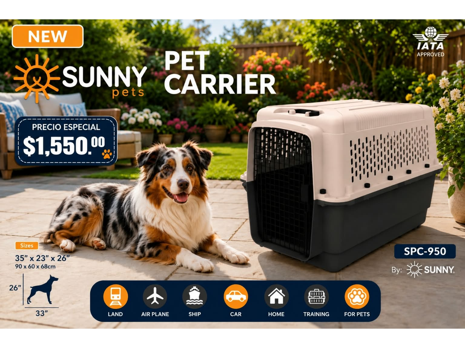 TRANSPORTADORA ECO PET CARRIER (90X60X68)