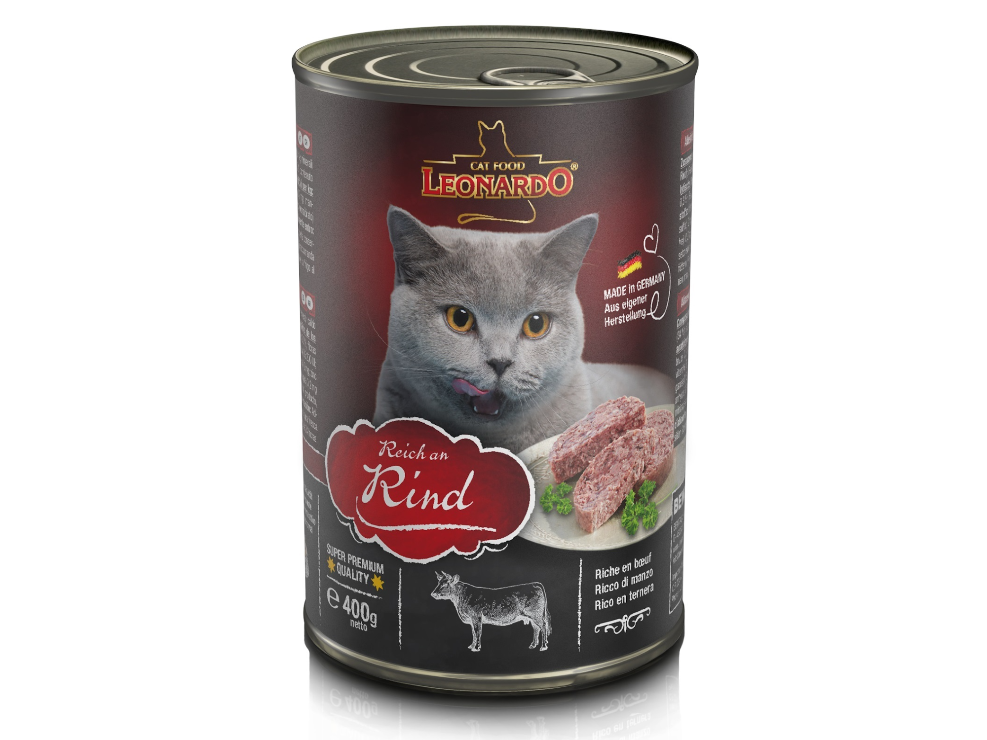 LATA LEONARDO GATO TERNERA 400G