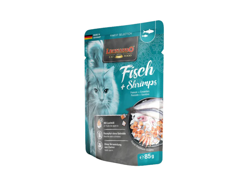 LEONARDO SABORES PESCADO Y CAMARONES 85 GR