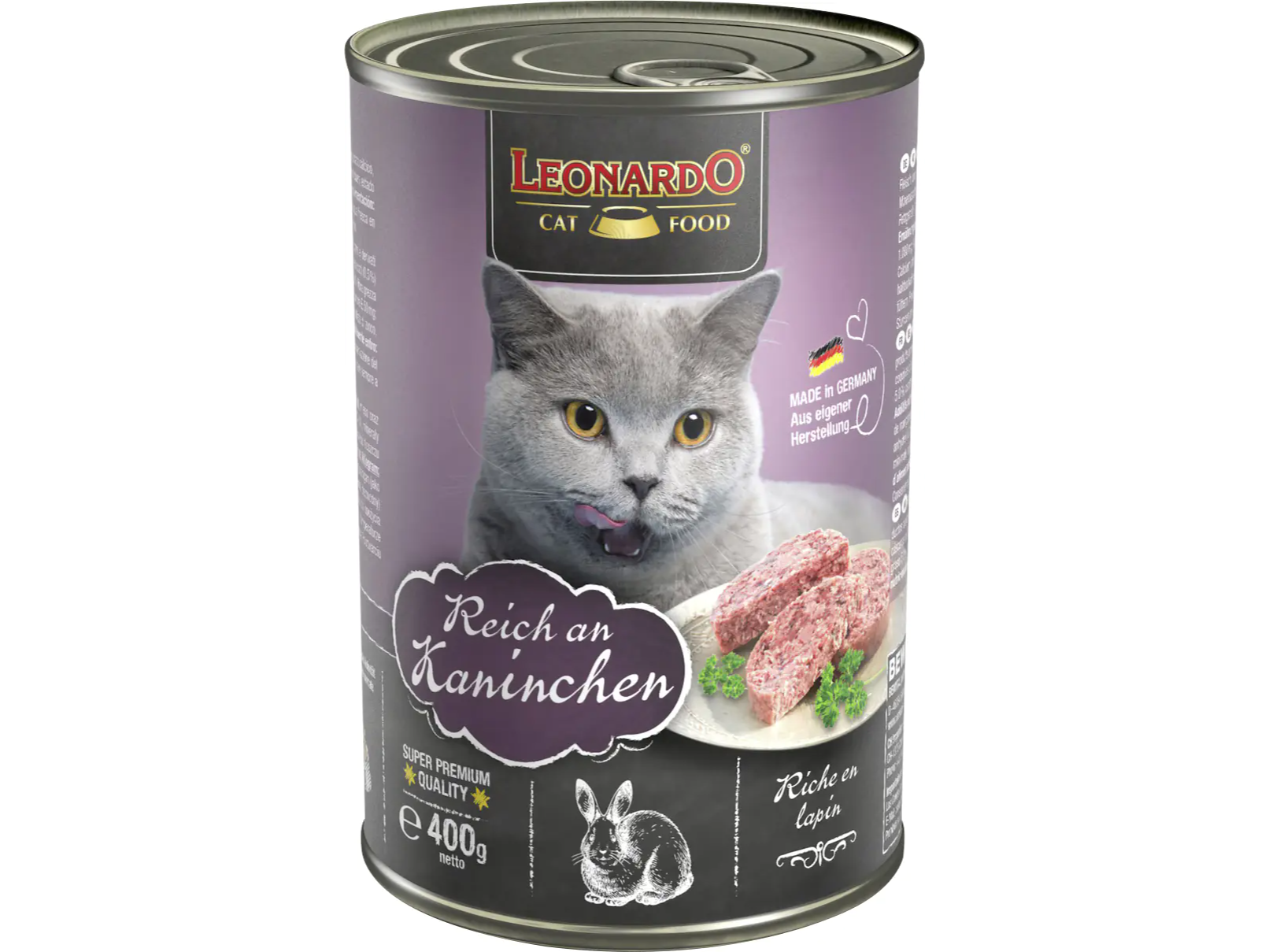 LATA LEONARDO GATO REICH AN KANINCHEN/ CONEJO 400G