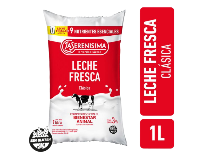 LECHE FRESCA SACHET LA SERENISIMA 1 Litro