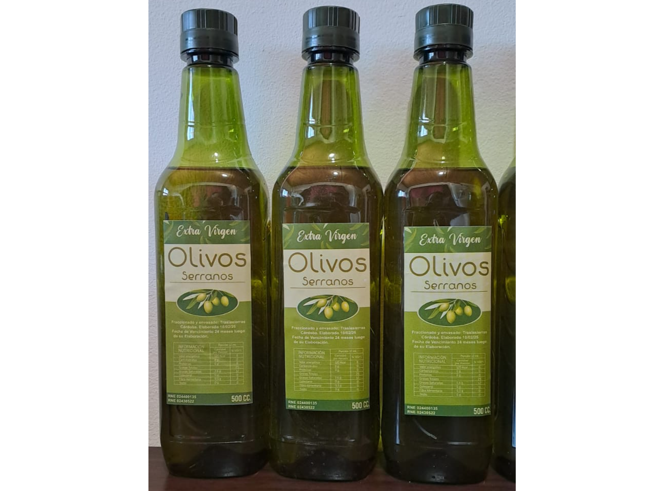 PACK 500cc ACEITE DE OLIVA  - OLIVOS SERRANOS POR 12 UNIDADES