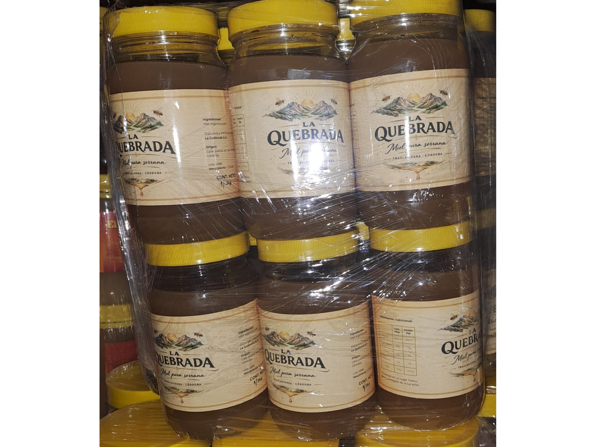 PACK 500gr - 20 UNIDADES MIEL INDUSTRILAIZADA LA QUEBRADA DE 500gr