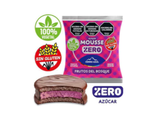 Alfajor mousse de Frutos del bosque Cerro Azul Sin Azucar
