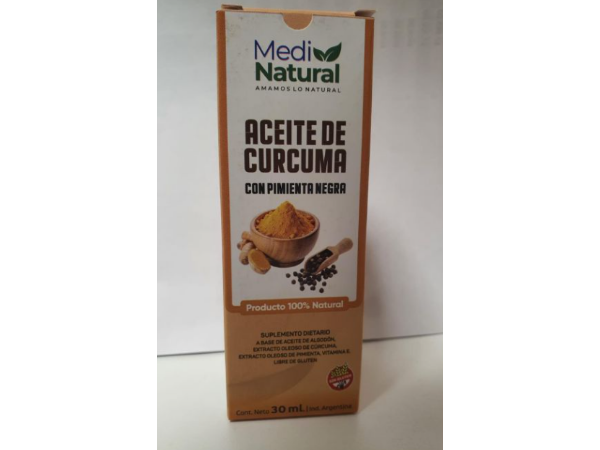 Aceite de Cúrcuma c/ Pimienta Negra- Medio Natural x 30 ml