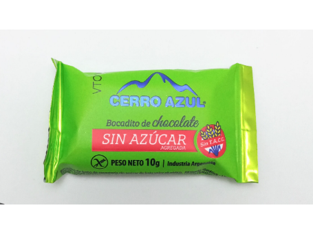 Bocadito chocolate Cerro Azul . Sin azúcar