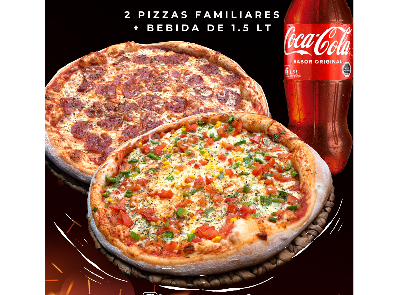 2 Pizzas Familiares + Bebida 1.5lt