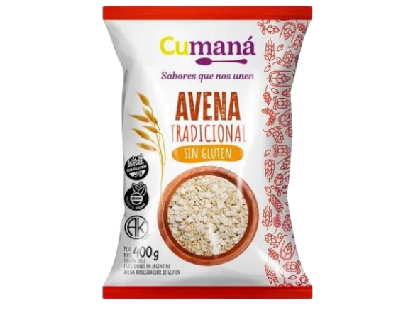AVENA SIN GLUTEN CUMANA TRADICIONAL x 400 GR