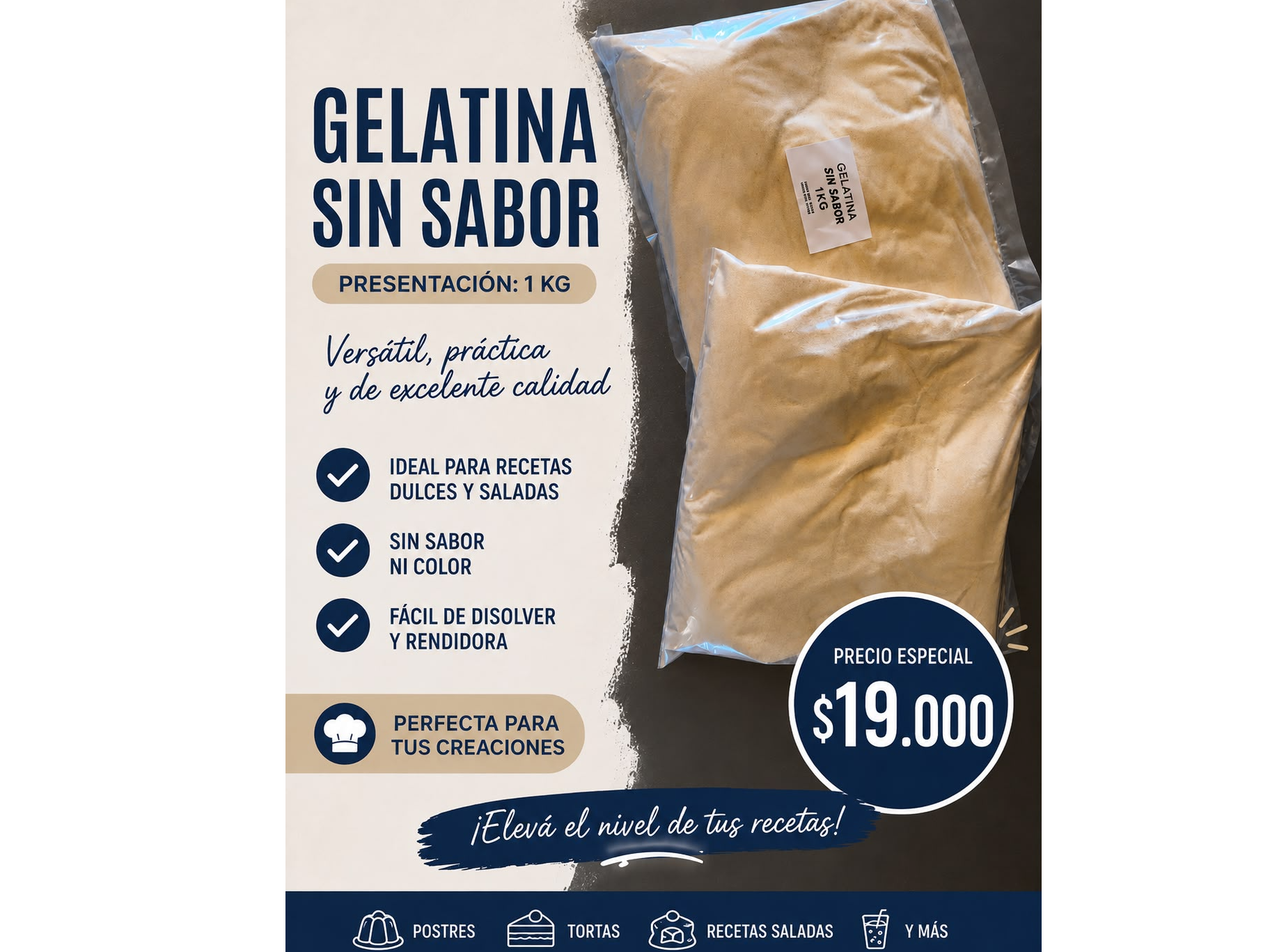 GELATINA SIN SABOR X 1 KG