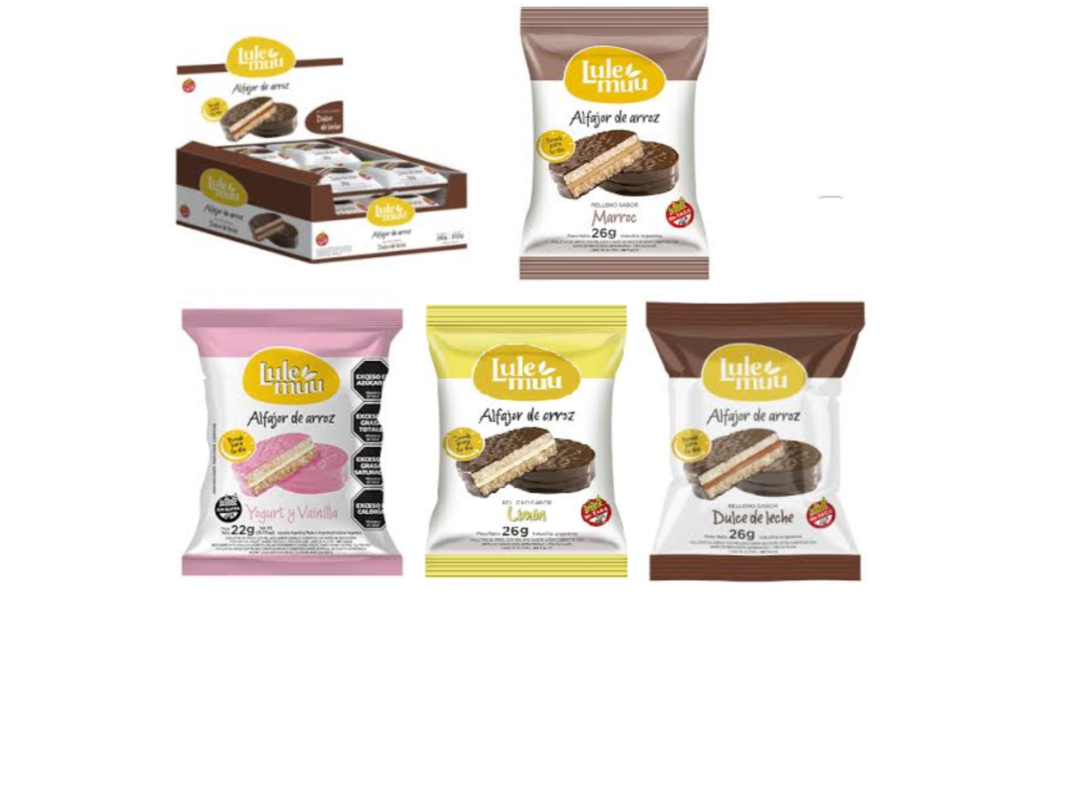 ALFAJORES DE ARROZ RELLENOS LULEMUU X 12 UNIDADES